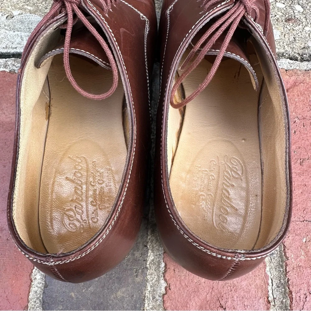 Paraboot Made in France Cognac Lace Up Leather Dress Shoes UK 6.5K EU40 US 7.5